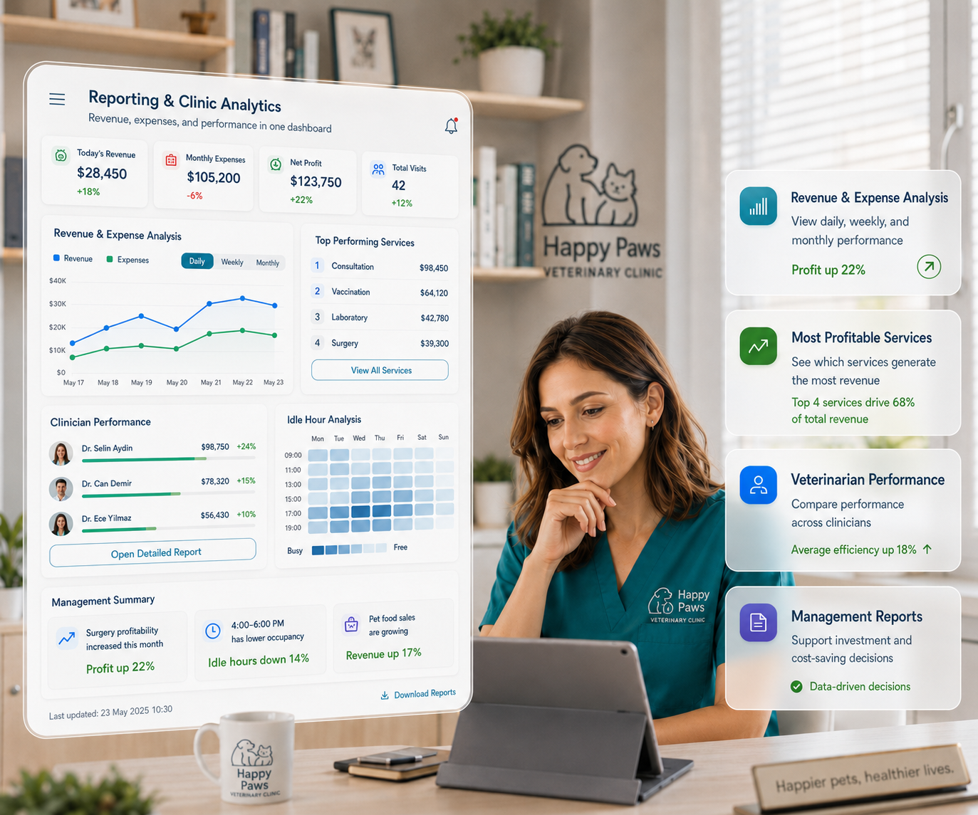 Patient flow and treatment status screen with the Flowboard