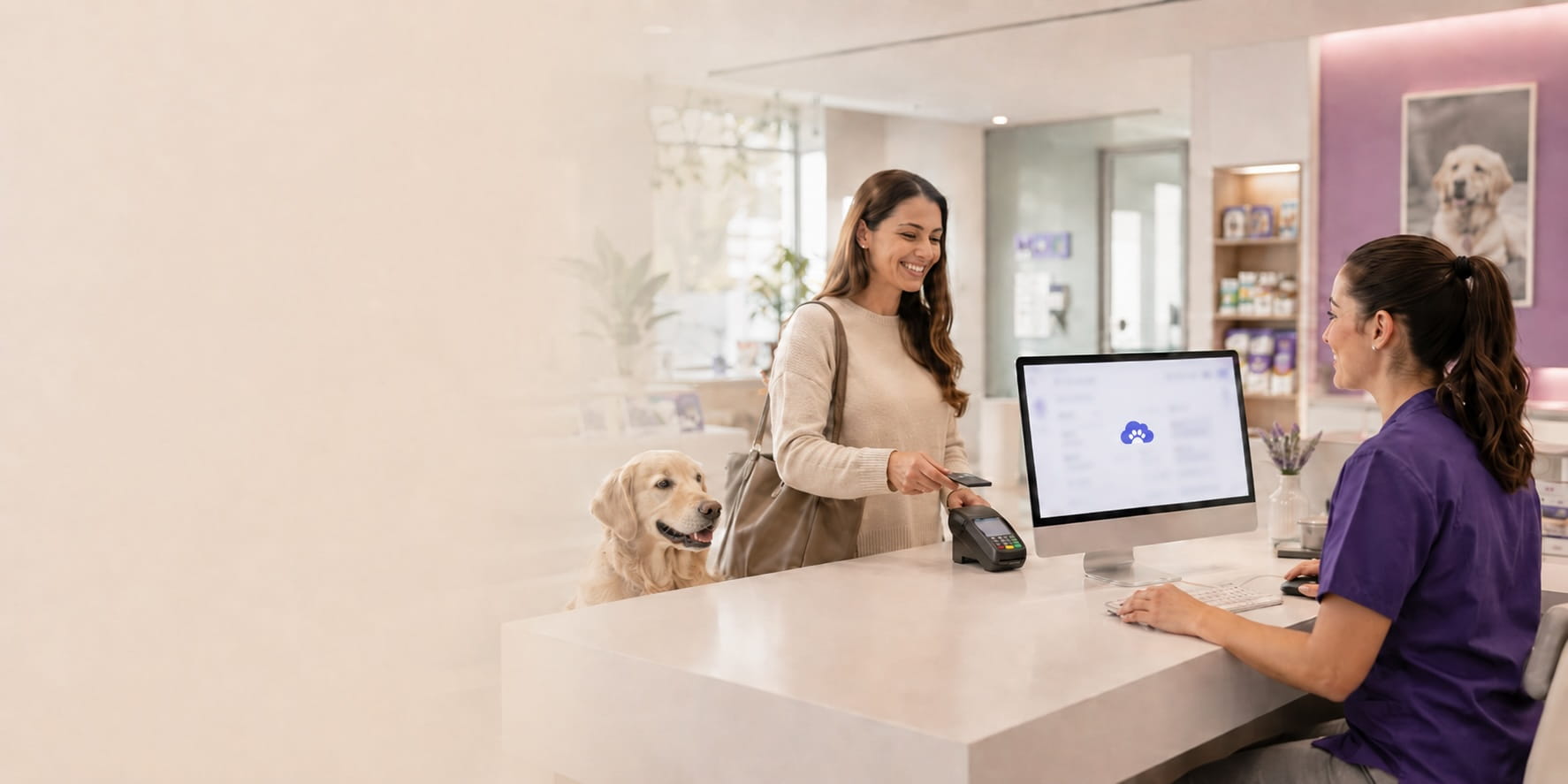 E-document and payment process at a veterinary clinic reception