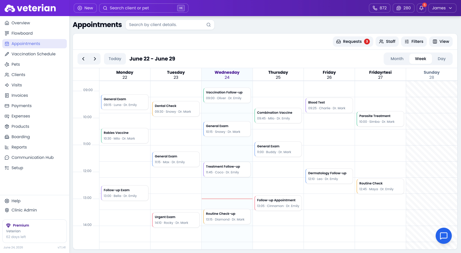 Vaccine and appointment calendar preview